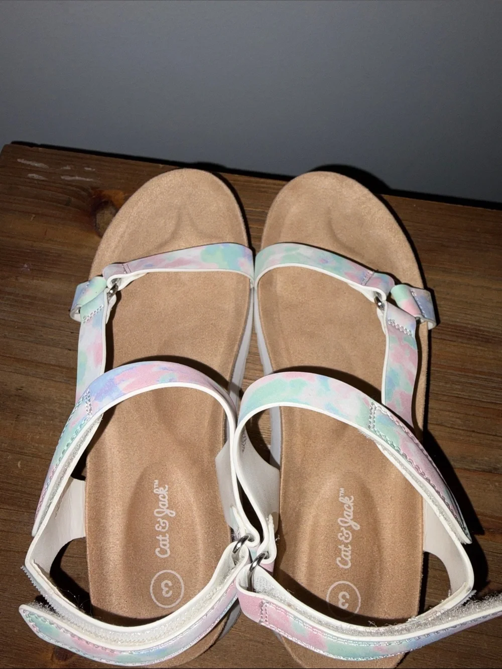 Cat & Jack Pastel Tie-Dye Strap Platform Sandals - Pink, Mint, Lilac Size 3